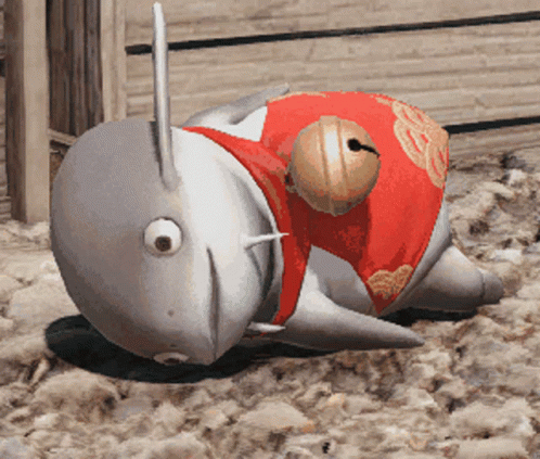 Shark Stuffed Animal With Red Scarf GIF