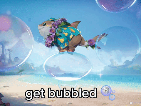 Shark Surrounded By Bubbles With Text Get Bubbled GIF
