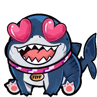 Shark With Heart Eyes Jeff Sticker