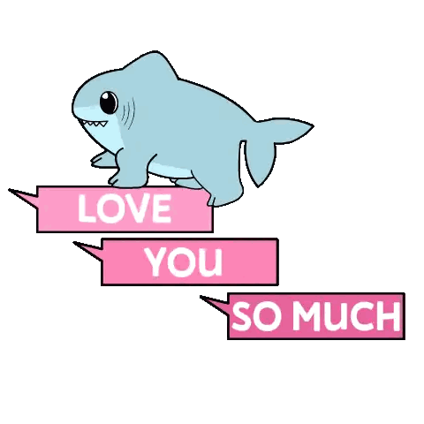Shark With Love You Sign Sticker