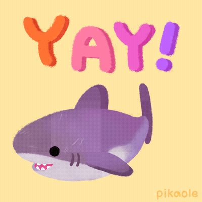 Shark With Yay Above GIF
