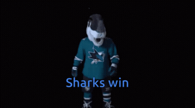 Sharks Mascot Saying Sharks Win GIF