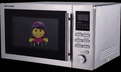 Sharp Microwave With Smiley Face Inside GIF