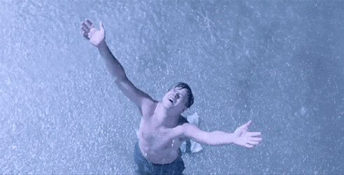 Shawshank Redemption Hands Up  Under The Rain GIF