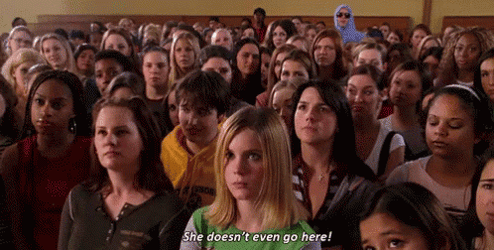 She Doesn't Even Go Here Mean Girls Movie GIF