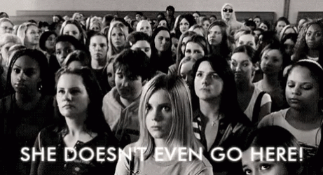 She Doesn't Even Go Here Monochromatic Mean Girls GIF