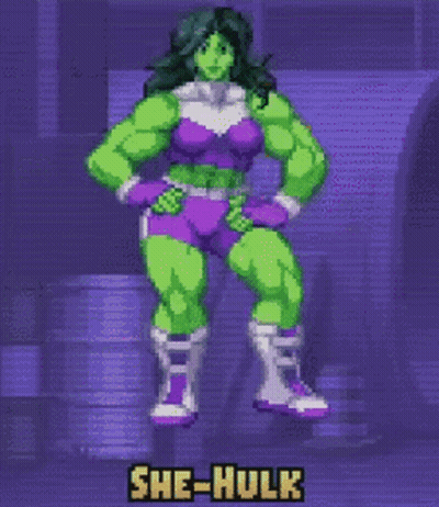 She-Hulk Pixel Art Purple Background GIF