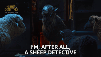 Sheep Detectives Movie Poster Two Sheep GIF