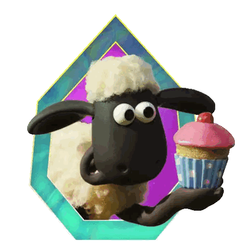 Sheep Holding Pink Frosted Cupcake GIF