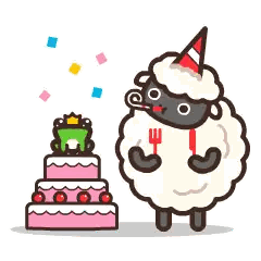 Sheep In Party Hat Blowing Horn Sticker