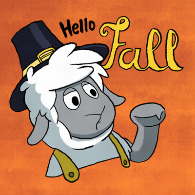 Sheep In Pilgrim Hat Says Hello Fall GIF