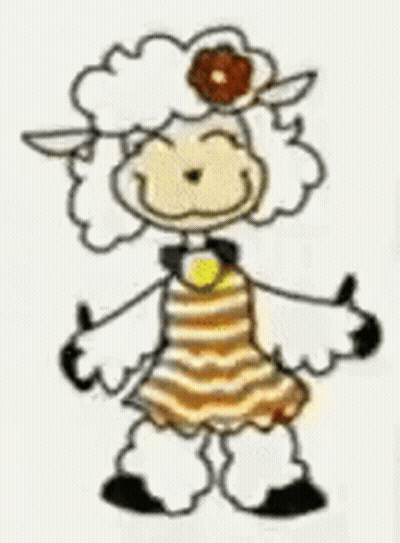 Sheep In Striped Dress With Flower In Hair GIF