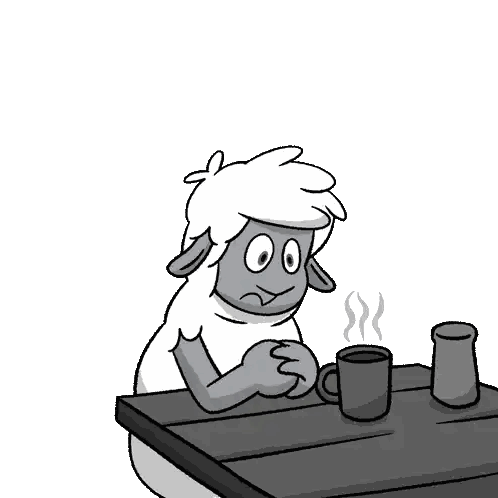 Sheep Sitting At Table With Two Coffee Mugs Sticker