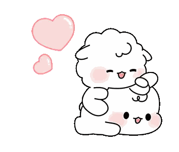 Sheep Sitting Together With Hearts Sticker