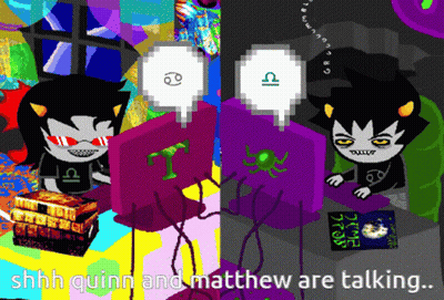 Shhh Quinn And Matthew Talking On Colorful Screen GIF