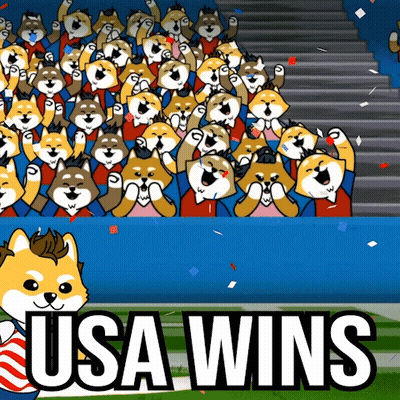 Shiba Inu Dogs Cheering USA Wins