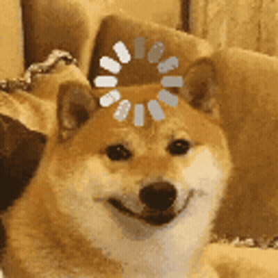 Shiba Inu On Couch With Loading Screen GIF