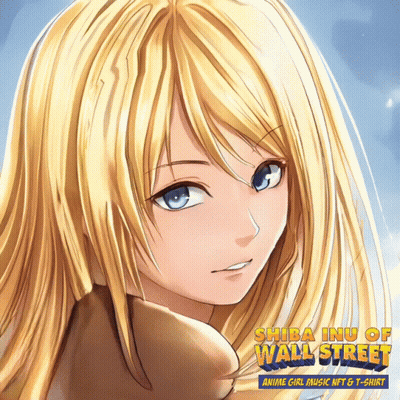 Shiba Inu Wall Street Anime Girl Music NFT T-Shirt GIF