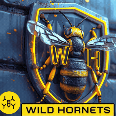 Shield With Bee Saying Wild Hornets GIF
