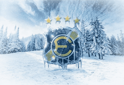Shield With Letter E Covered In Snow GIF