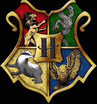 Shield With Lion Badger Snake And Eagle With Letter H GIF