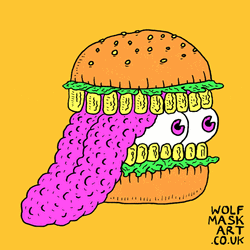 Shifty Eyes Animated Burger Digital Art GIF