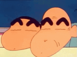 Shin Chan And Gramps Eyebrows Up GIF