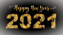 Shining Yellow Text Happy New Year 2021 GIF
