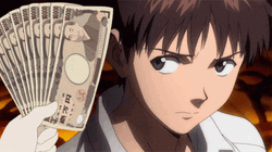 Shinji Facing Money GIF