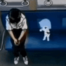 Shinji Ikari Evangelion Train Ride Hologram Alone GIF