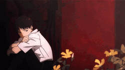 Shinji Watching Flowers GIF