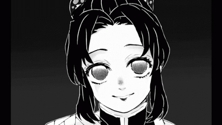 Shinobu Black & White Anime Smiling Serenely  GIF