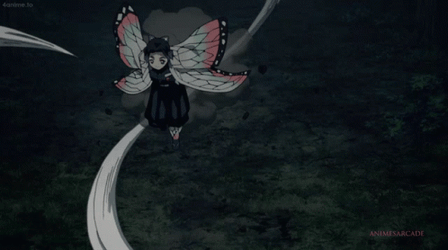 Shinobu Kocho Dodging Hair Attacks GIF