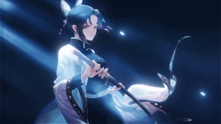 Shinobu Kocho Drawing Katana With Beaming Light Background GIF
