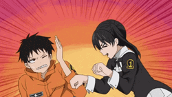 Shinra Iris Playful Moment Fire Force GIF
