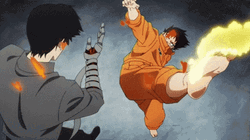 Shinra Kusakabe Releasing Devil's Footprint Power GIF