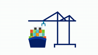 Ship Being Loaded With Containers GIF