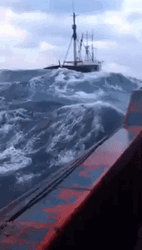 Ship On Roughs Seas While Driving Big Waves GIF