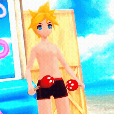 Shirtless Anime Character Holding Two Red Maracas