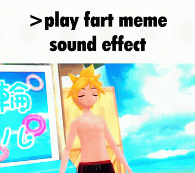 Shirtless Anime Character Standing Beach Play Fart Meme GIF