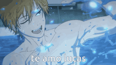 Shirtless Anime Character Swimming Te Amo Lucas GIF