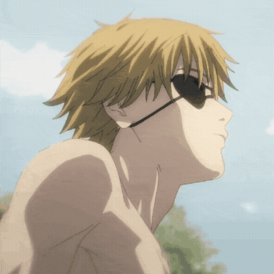 Shirtless Anime Character Wearing Sunglasses GIF