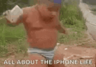 Shirtless Baby in Hat Eating Says All About iPhone Life