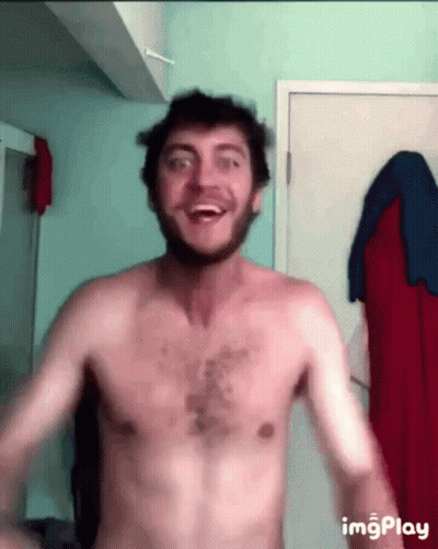 Shirtless Beard Man Making Funny Face In Bathroom GIF