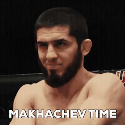 Shirtless Bearded Man In Boxing Ring Makhachev Time GIF