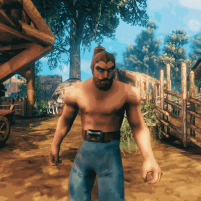 Shirtless Bearded Man In Video Game GIF