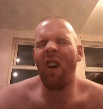 Shirtless Bearded Man Making Funny Face Eyes Closed GIF