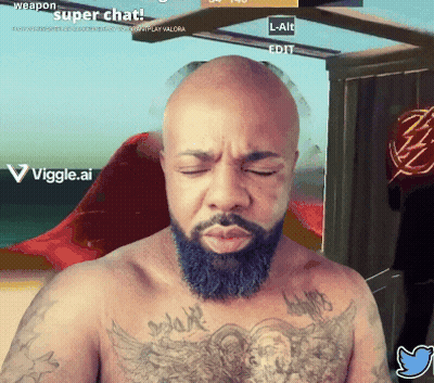 Shirtless Bearded Man Playing Video Game With Weapon Super Chat GIF