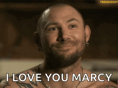 Shirtless Bearded Man Saying I Love You Marcy