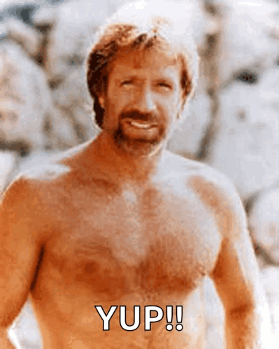 Shirtless Bearded Man Smiling Says Yup GIF